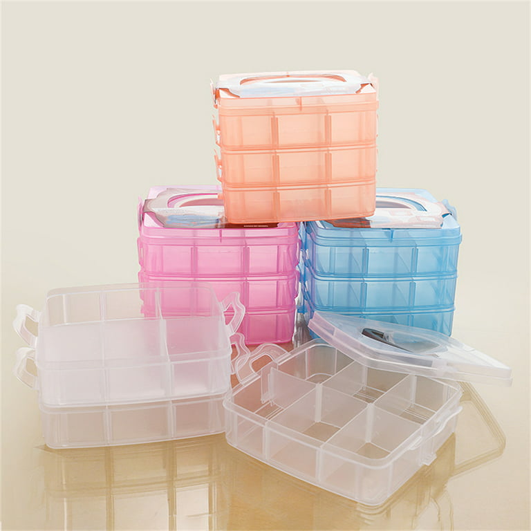 Stackable Storage Container with 18 Adjustable Compartments