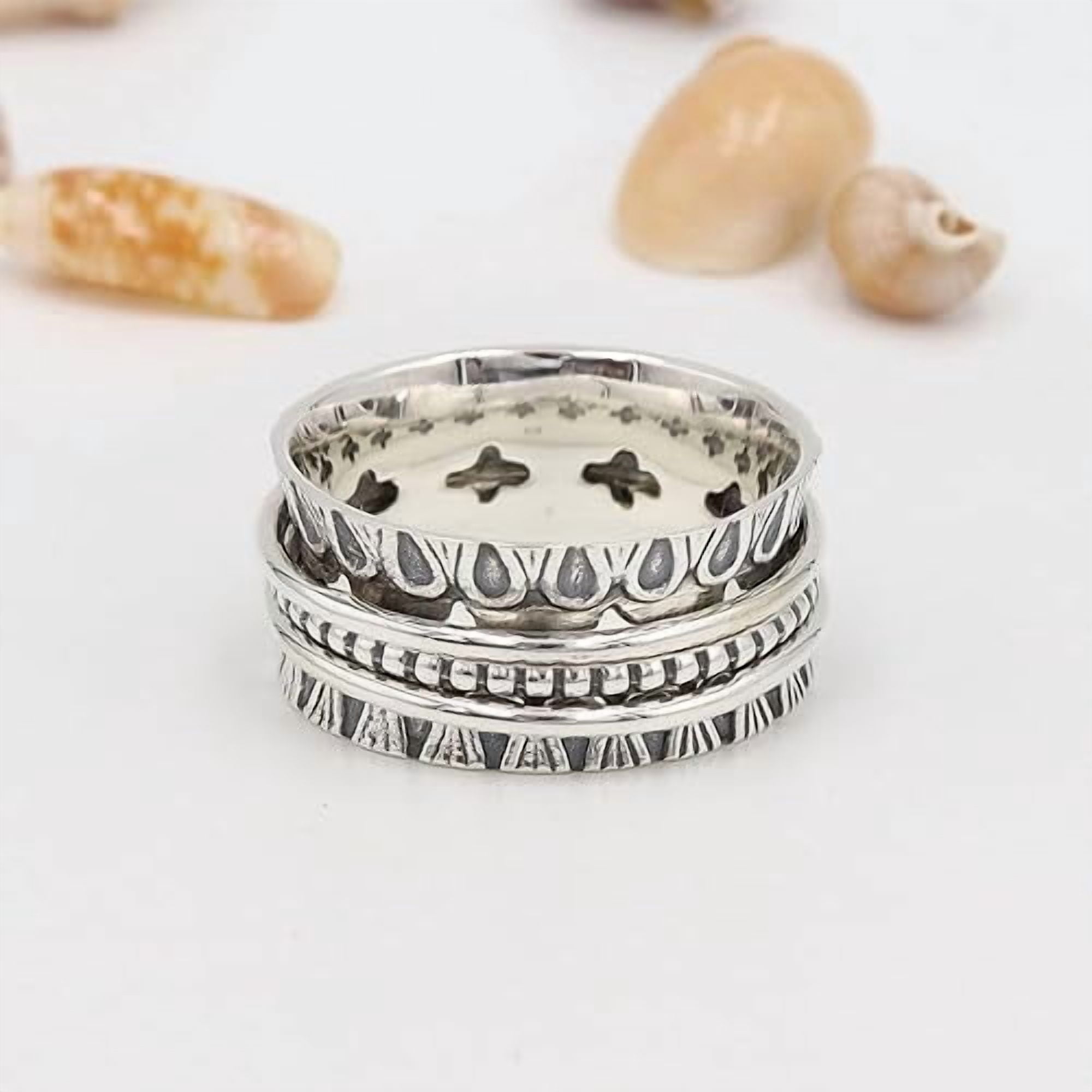 JAY JOOLS Women's Meditation Spinner Ring Sterling Silver Stress Relief & Mindfulness