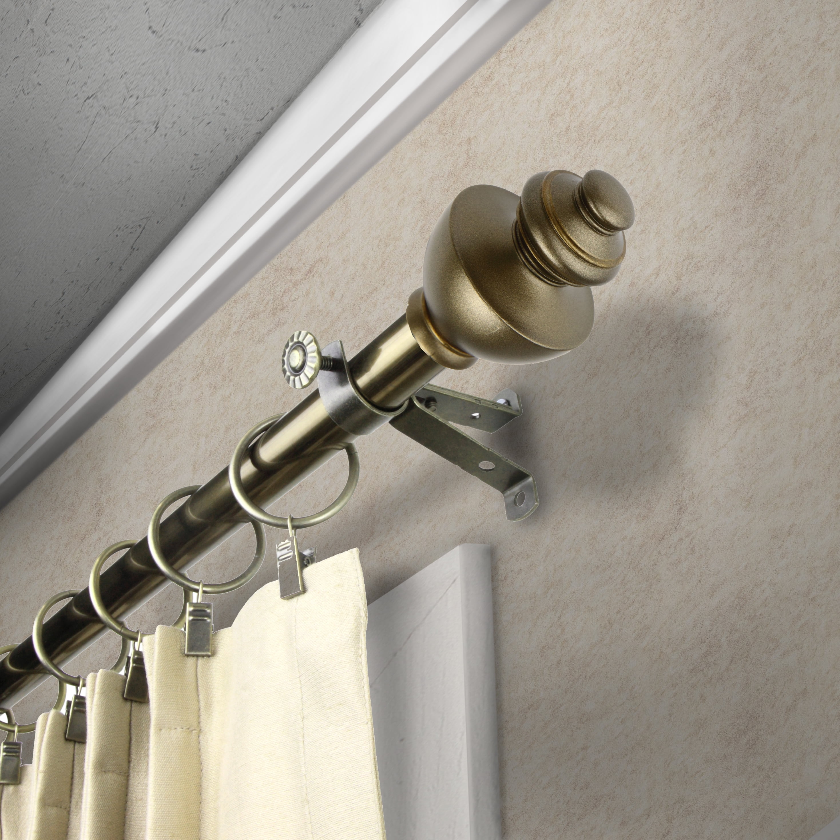 13/16" Dia Adjustable 66-120" Paola Curtain Rod in Antique Brass