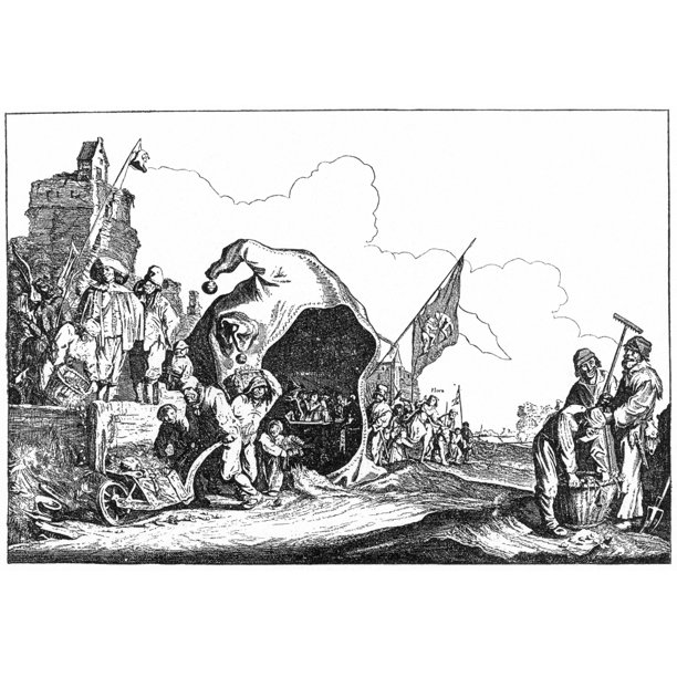 Tulip Mania 1637 NThe FoolS Cap Dutch Cartoon Engraving 1637 Lampooning