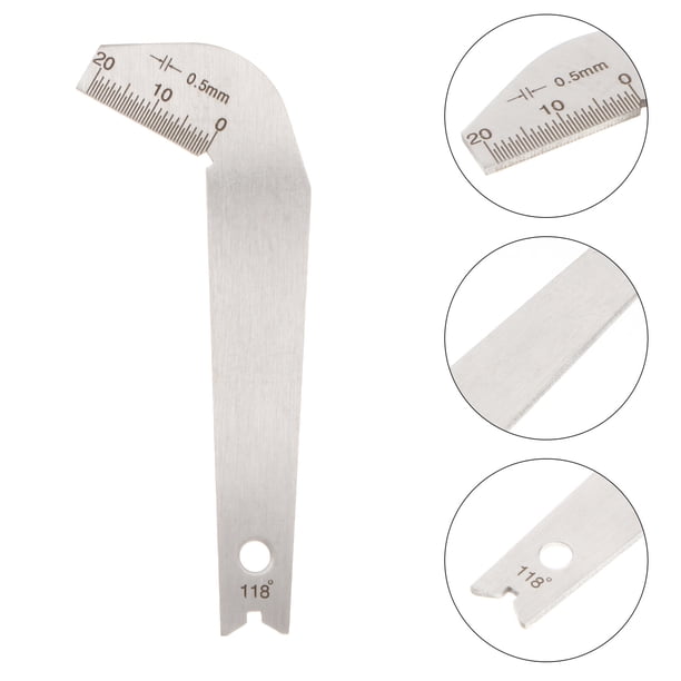 BRIGHTFUFU Calibrador De Brocas Para Soldadura Con Escala Grabada Y Ángulo De 118 En Acero Inoxidable