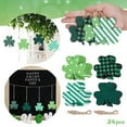 BFSAUHA 24Pcs Green Wooden Ornaments Irish Day Hanging Ornament Irish