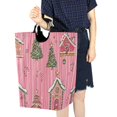 thumbnail image 4 of Yayeee Freestanding Laundry Hamper with Handle Collapsible Large Storage Basket for Clothes, Pink Gingerbread House, 4 of 7