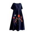thumbnail image 4 of Ruyang Vintage Japanese Art Dress for Women 2024 Boho Floral Print Oversized Crewneck Linen Casua Summer Dresses Women's, 4 of 4