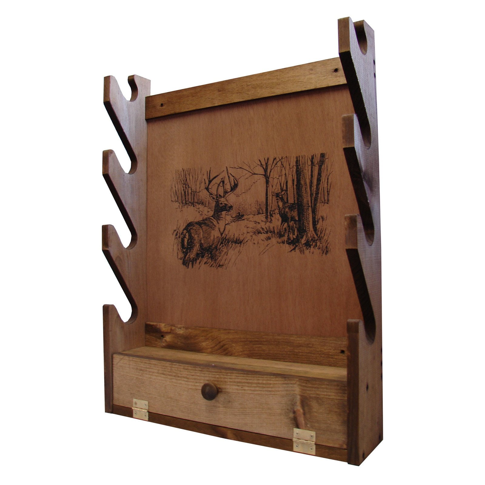 WOODEN WALL MOUNT SINGLE GUN RACK WITH A CHILD SAFETY LOCK FOR A SHOTGUN-RIFLE 