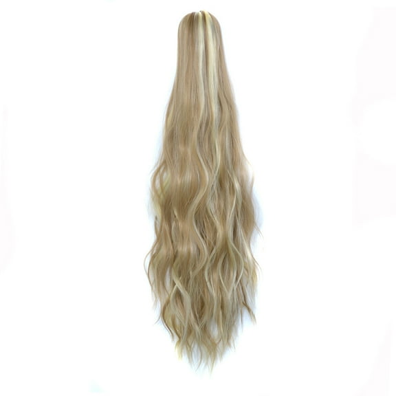 Ashosteey Curly Clip In Thick Claw Drawstring Ponytail Multi-colored Hair Pony Tail Hair Extension,Long Body Wave Ponytail Hair Extensions Clip in Wavy Pony Tail Synthetic Hairpiece for Women