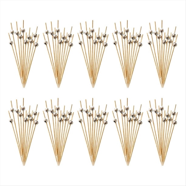 Palillos de Dientes Decorativos de Bola de Discoteca para Aperitivos, Elegantes Brochetas de Bambú para Aperitivos, Bebidas, Decoraciones para Fiestas Disco