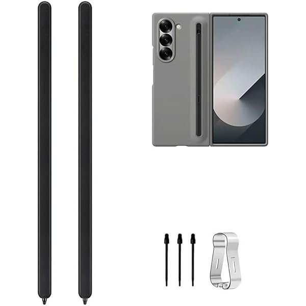 wonima44 2PCS Z Fold 6 S Pen Compatible with Samsung Galaxy Z Fold 6 | Z Fold 5 Phone Only,Z Fold 5 S Pen Slim 1.5mm Pen Tip, 4,096 Pressure Levels with 3Pcs Tips (Black)