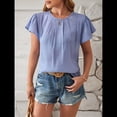 thumbnail image 4 of Blusa Tipo Túnica Holgada Informal Elegante de Verano para Mujer, con Cuello Plisado y Corta Azul XL, 4 of 10