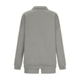 thumbnail image 6 of UAMVSH Long Sleeve 2 Piece Outfits for Women Casual 1/4 Zipper Pullover Sweatshirts and Pockets Shorts Sweatsuits Sets Lounge Tracksuits(X-Large,Gray), 6 of 7