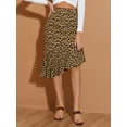 thumbnail image 6 of MODA NOVA Junior's Leopard Print Ruffle Trim Chiffon A Line Midi Skirt Leopard 5, 6 of 6