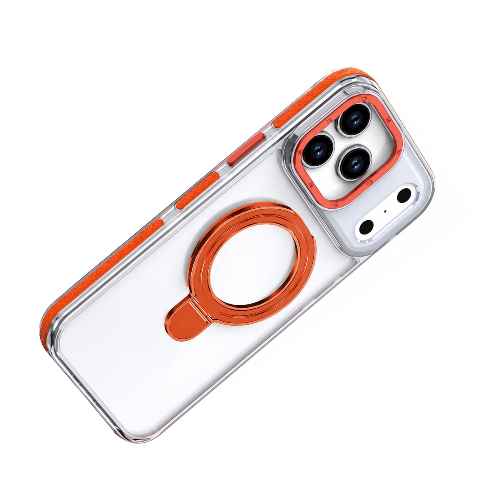 Clear Hybrid Case with Built-In Kickstand for iPhone 17 Pro Max - Orange