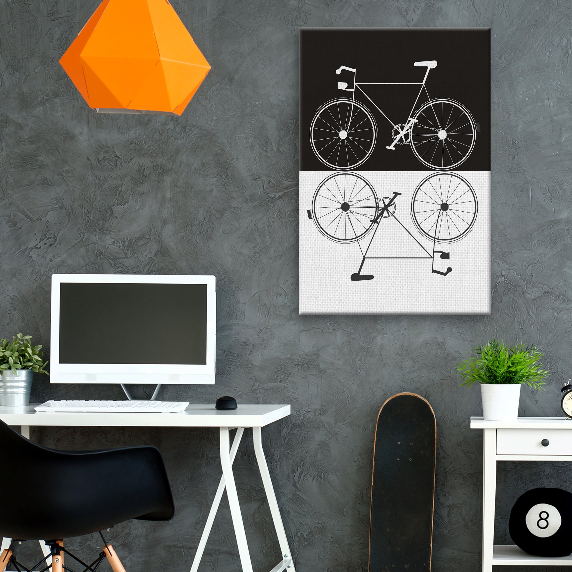 Masterpiece Art Gallery Two Bikes Black and White by Jan Weiss Canvas Art Print 24" x 36"