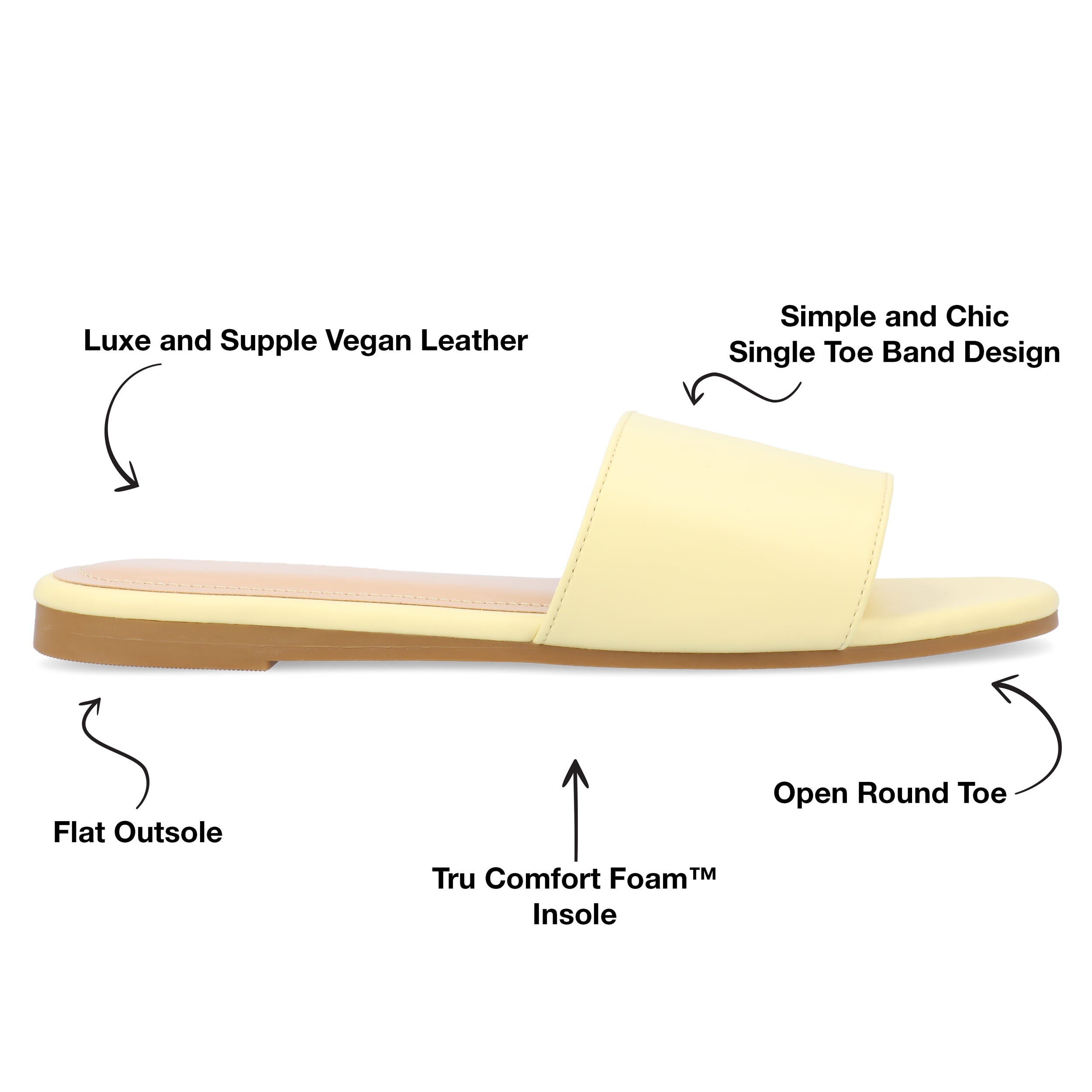 Journee Womens Kolinna Slip On Slide Flat Sandals, Widths Available