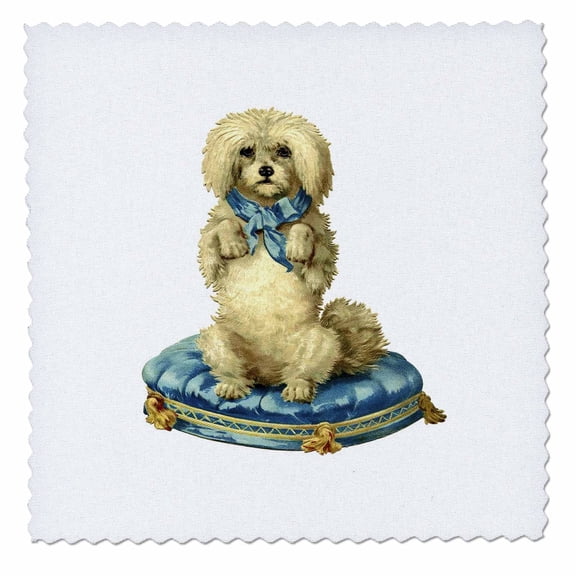 3dRose, Victorian White Poodle Painting, 6x6 inch quilt square