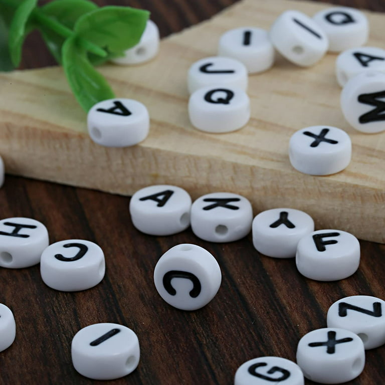 Number & Symbol Beads 6mm White (100 Pieces)