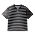 thumbnail image 4 of Bibifish Mens T-Shirts Horizontal Stripe Pattern Print Tee Tops Notched Collar Daily Wear Tees, 4 of 4