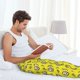 thumbnail image 5 of Fotbe White Popcorn Pantalones de Pijama para Hombre, Pantalones de Dormir, Pantalones de Casa con Cintura Ajustable y Bolsillos-Small, 5 of 6