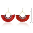 thumbnail image 3 of Bohemian Inspired Fan Shaped Red Tassels on Brass Dangle Earrings for Female Adult, 3 of 4