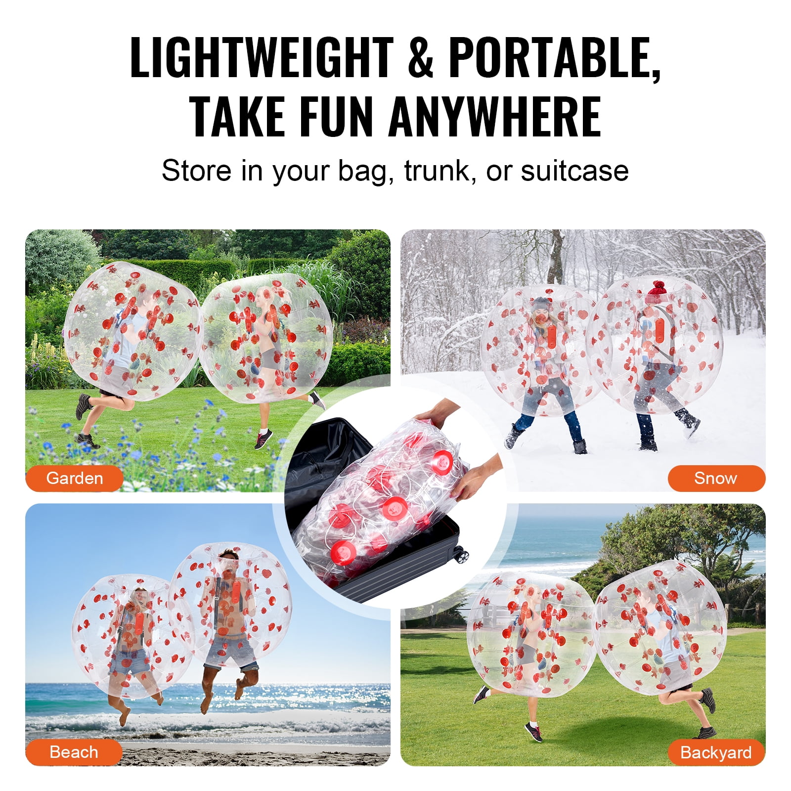 KFFKFF Inflatable Bumper Ball 1-Pack 4FT/1.2M PVC Sumo Zorb Ball for Teen & Adult