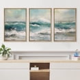 thumbnail image 2 of PixonSign Framed Canvas Print Wall Art Set Coastal Ocean Wave Beach Watercolor Seascape Nature Wilderness Illustrations Modern Art Decorative Rustic Relax/Calm Colorful for Bedroom - 16"x24"x3 Natural, 2 of 5
