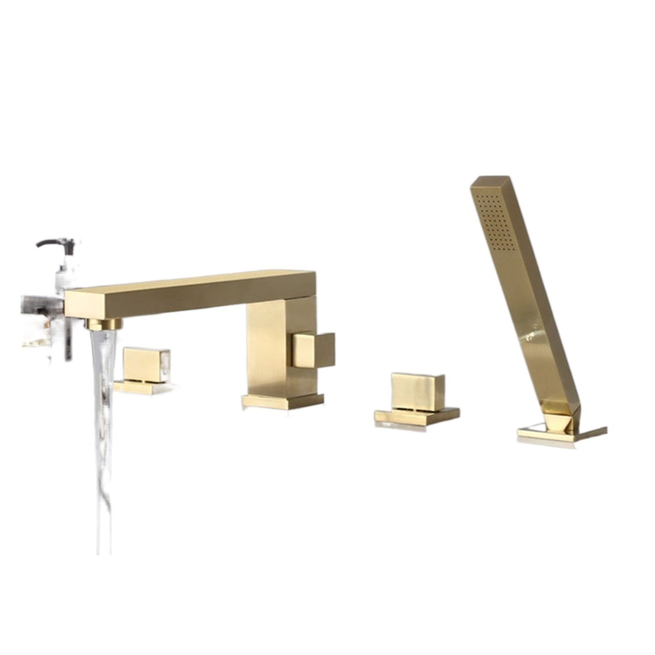 Bathtub Faucet Widespread Tub Sink Mixer Tap Brushed Gold/black Brass Bathroom Bath Shower Faucet with Hand shower Head ,Easy to Use
