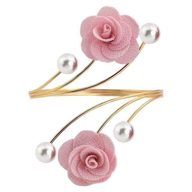 QIDESHIP Pink Curtain Rings with Red Roses and Pearls, Metal Party Balloon, a Curtain Ring, Curtain Tiebacks Red Rose with Pearls Curtain Holdbacks Decorative Gold Curtain Tiebacks Handmade