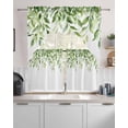 thumbnail image 2 of Spring Green Leaves Kitchen Curtains Sets 24 Inch Length with Valance, Spring Pastoral Botanical Vines Swag Valances and Tiers Curtain Set Drapes Swag Curtains for Living Room, Bathroom, Bedroom, 2 of 6