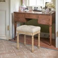 thumbnail image 2 of Upholstered Fabric Vanity Bench Seat, Makeup Stools for Vanity, Square Tufted Ottoman Bench with Carved Wood Color Legs for Bedroom Living Room, Linen Color, 2 of 12