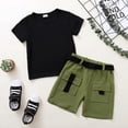 thumbnail image 3 of GYRATEDREAM 2Pcs Toddler Baby Boy Summer Clothes Solid Color T Shirt Casual Cargo Shorts Set 18M-6T, 3 of 9