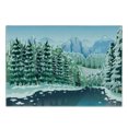 thumbnail image 3 of Forest Cutting Board, Wildwood in Winter Season with Snowy Mountains and Frozen River Cartoon Style, Decorative Tempered Glass Cutting and Serving Board, Small Size, Green Blue White, by Ambesonne, 3 of 5