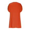thumbnail image 5 of Staron Summer Dresses for Women Casual V Neck Pleated Batwing Sleeve Solid Color Loose Fit Vacation Travel Party Dress, Orange 3XL, 5 of 6