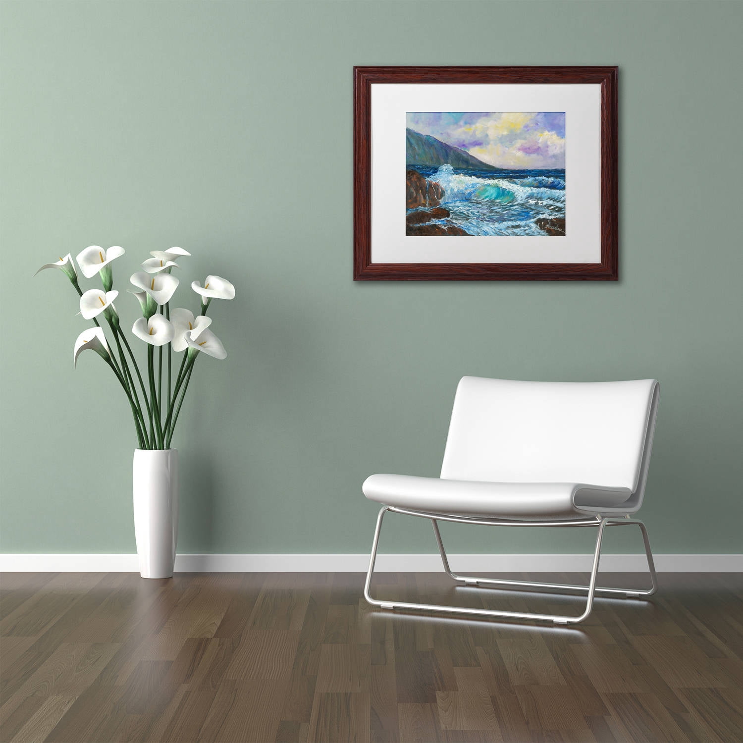 Trademark Fine Art "Maui's Enchanting Seas" Canvas Art by Manor Shadian, White Matte, Wood Frame