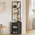 thumbnail image 3 of VECELO 6-Tier Corner Shelf with Storage Cabinet, 63 Inch Tall Bookshelf Balcony Plant Display Stand for Living Room, Home Office, Kitchen, Small Space, Charcoal Gray, 3 of 10