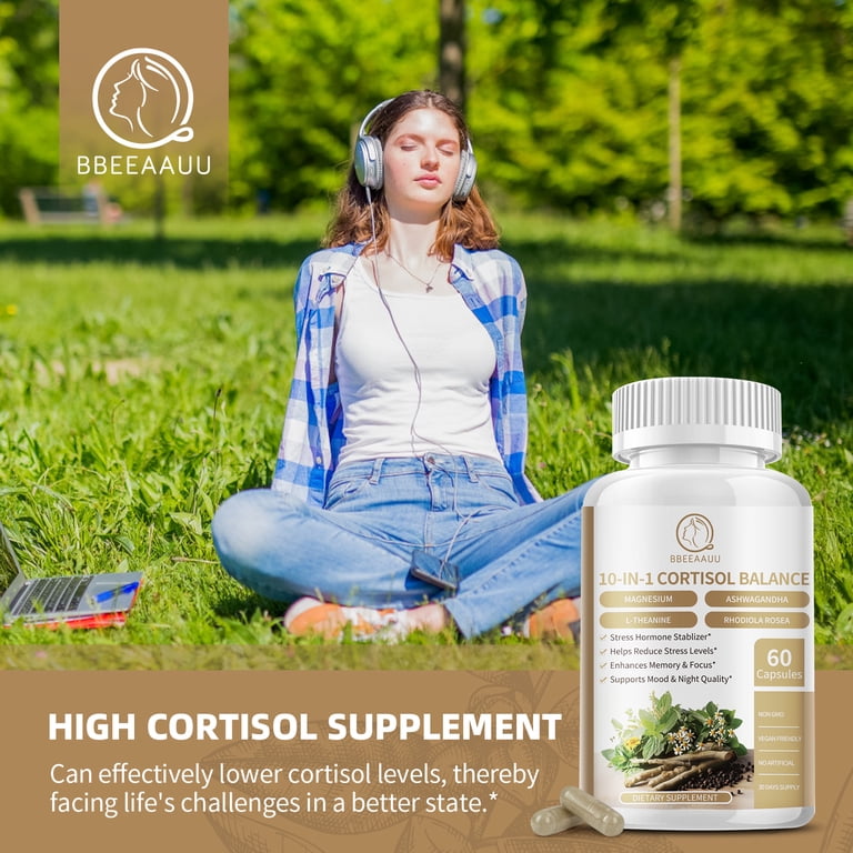 l carnitine cortisol 2 Pack)10-In-1 Cortisol Balance, with Magnesium, Ashwagandha & L-Theanine  for Mood, Focus, Relaxation & Deep Sleep Support, 60 Pills