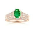 thumbnail image 5 of Angara Natural 0.66 Ct. Emerald with Diamond Vintage Inspired Ring in 14K Rose Gold for Women (Ring Size: 3.5), 5 of 11