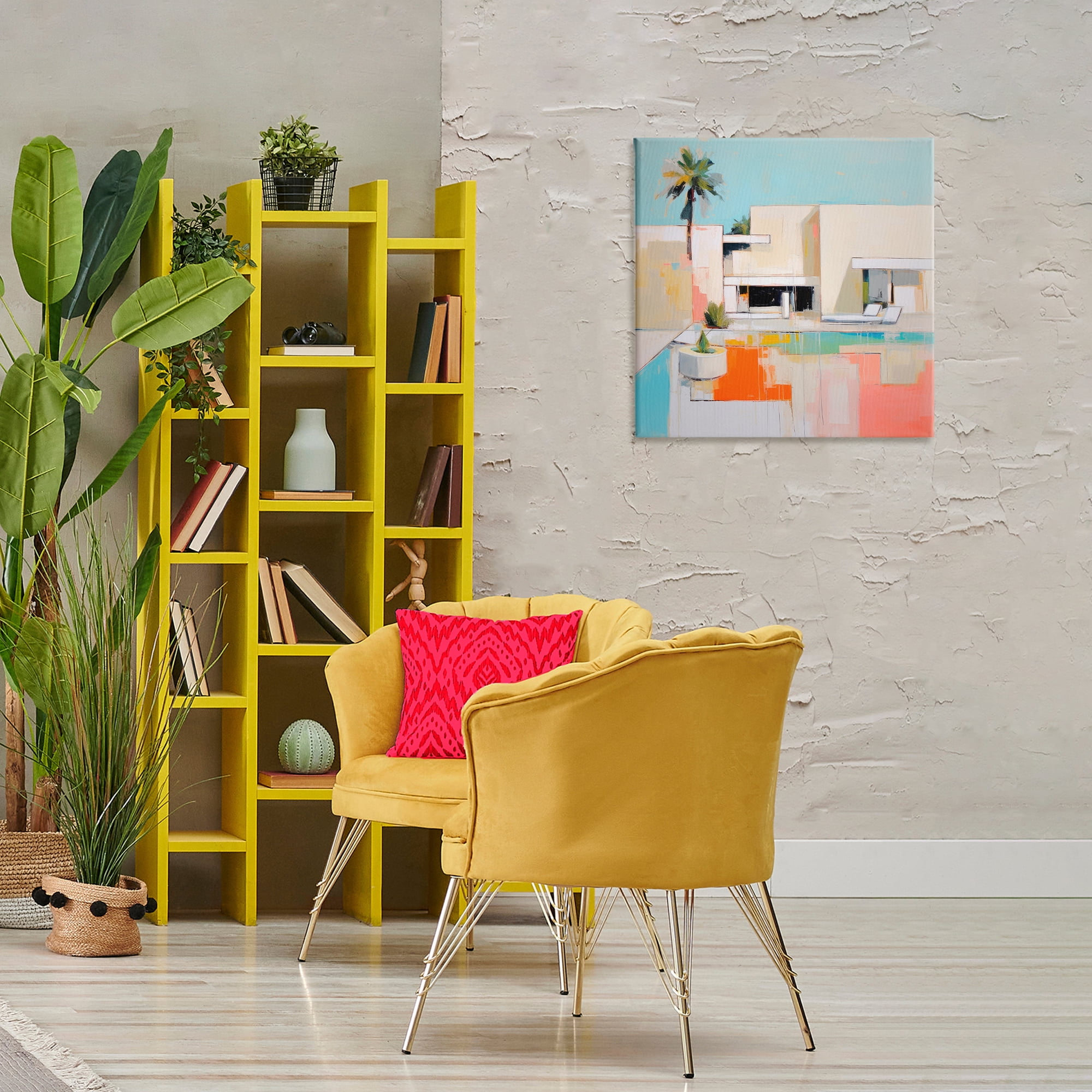 Stupell Industries Modern Tropical Villa Town & City Painting Gallery Wrapped Canvas Art Print Wall Art, 24 x 24