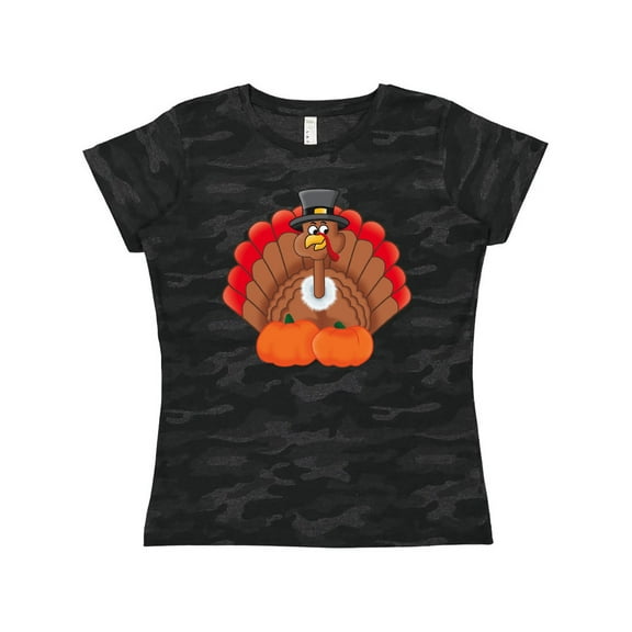 Inktastic Thanksgiving Turkey with Pumpkin Women's T-Shirt