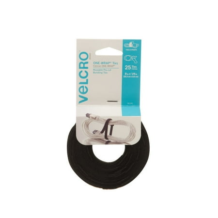 

VELCRO Brand ONE-WRAP Bundling Strap – Reusable Fasteners for Keeping Cords and Cables Tidy 8in x 1/4in Ties Black 25 ct