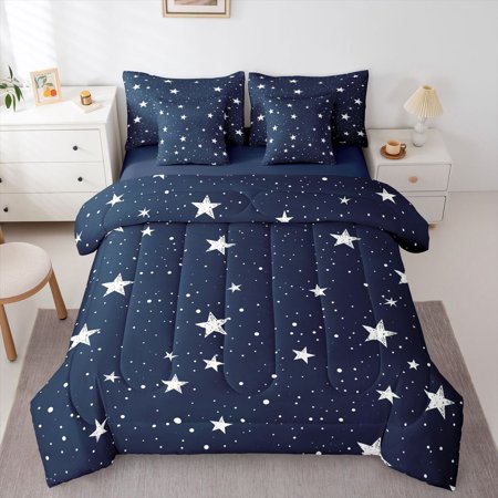 Feelyou Cartoon Stars Print Twin Bedding Sets 7-Piece Boy Girl Bedding Comforter Set
