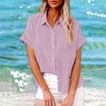 thumbnail image 3 of KBZDBZC Shirts for Women Women's Casual Loose Summer Short Sleeve Solid Color Button Down Shirt T Shirt Blouses Women Women's T-Shirt Womens Tee Shirt (Watermelon Red,XXL), 3 of 6