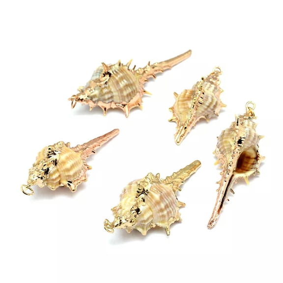 U8MO 10pc Golden Electroplated Conch Shell Pendants Mini Charm Jewelry Making 18~63mm