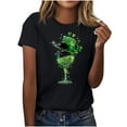 thumbnail image 3 of JURANMO St. Patricks Day Shirts for Women Casual Crew Neck Short Sleeved T Shirts Novelty Wine Glass Printed Fashion Tops Vacation Outfits Black S Todays Daily Sales Clearance, 3 of 6