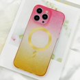 thumbnail image 2 of Magnetic for iPhone 13 Pro Max Phone Case for Women/Men, MagSafe Gradation Color Glitter Hard Case, Military Grade Drop Protection Shockproof Protective Case 6.7inch- Powder Gradient Yellow, 2 of 12