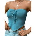 thumbnail image 5 of Cenuakty Women Tube Top, Strapless Backless Tie-up Irregular Hem Summer Ladies Vest for Club Party, 5 of 7
