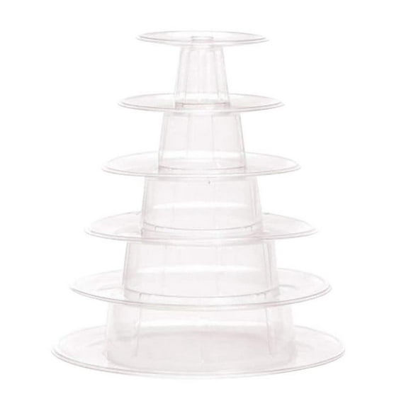 6 Tier Round Macaron Tower Plastic Clear Cake Stand Macaron Display Stand Dessert Cupcake Stand Platter