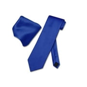 Vesuvio Napoli Solid ROYAL BLUE Color NeckTie & Handkerchief Men's Neck Tie Set