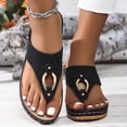 thumbnail image 2 of ShiShine Women's Hollow out Thong Wedge Slide Sandals Open Toe Slip On Beach Vacation Walking Shoes, 2 of 9