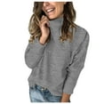 thumbnail image 4 of UJNDER Winter Long Sleeve Turtleneck Sweater Blouse for Women Fashion Warm Wear Grey L, 4 of 6