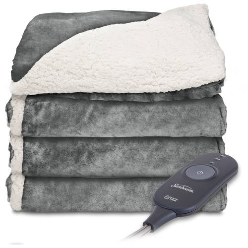 Sunbeam Sherpa to Microplush 60" x 50" Electric Heated Throw Blanket, 1